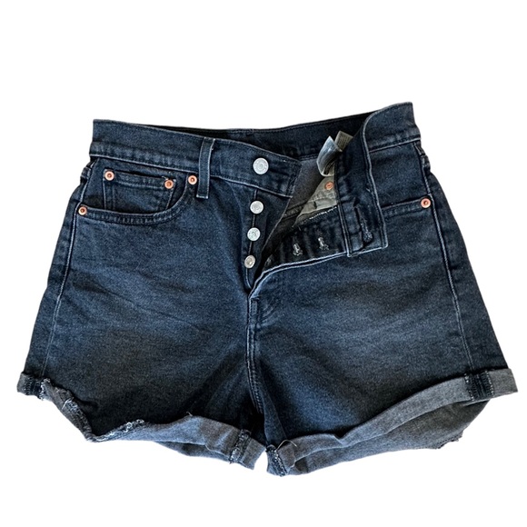 Levi’s button up short dark gray washed black denim shorts - Picture 1 of 6